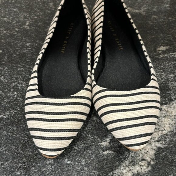 Kelly & Katie White / Black Stripes‎ Pirassa Ballet Flats size 6.5 New - Picture 2 of 7